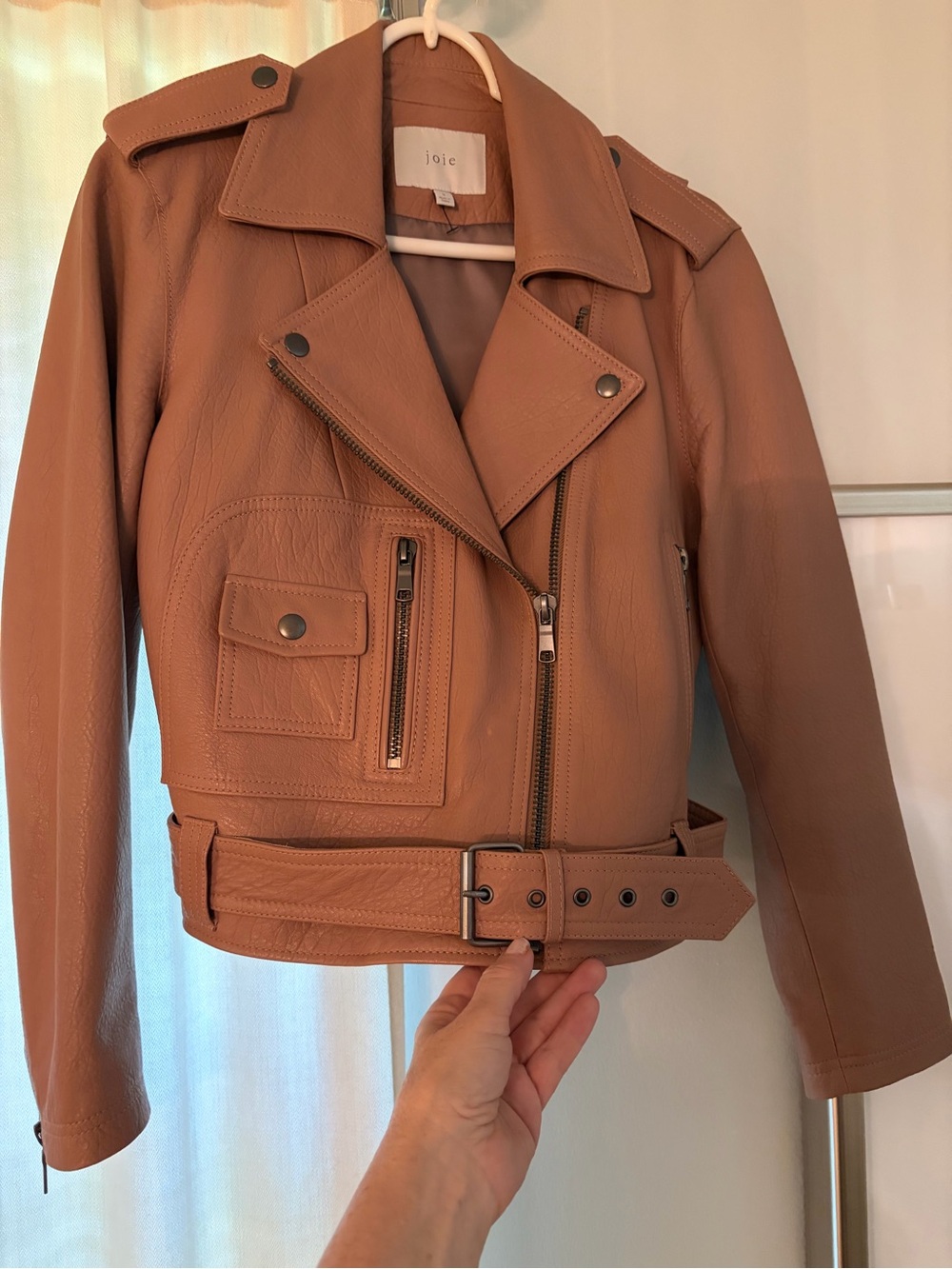 Joie Women's Leather Moto grunge Biker Jacket New Dusty pink size Small Designer - Picture 9 of 9
